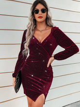Langärmlige Glitzer-Bodycon-Minikleider