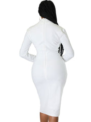 Long Sleeves Ruched Bodycon Midi Dresses