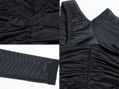 Schulterfreies Mesh-Minikleid mit langen Ärmeln