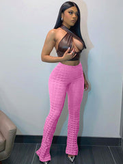 Lange Hose mit hohem Bund und Bubble Grid