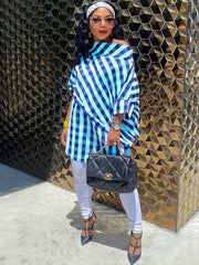 One Shoulder Plaid Print Bodycon Tops