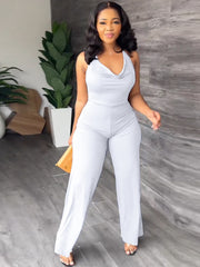Halter Cowl Neck Wide Leg Flares Jumpsuits