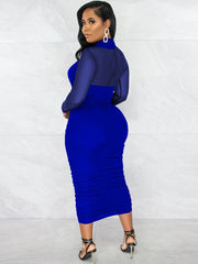 Mesh Criss-Cross Cut-Out Midi Dresses