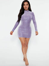 Minivestidos de manga larga con patchwork de lentejuelas