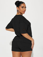 Two Piece Solid Cut Out Tops & Shorts