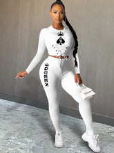 Trajes de pantalón de dos piezas con estampado de póker de talla grande