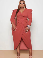 Vestidos midi asimétricos de manga larga de talla grande