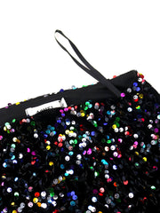 One Shoulder Sequin Ruffle Patchwork Mini Dresses