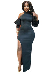 Schulterfreie, einfarbige Maxikleider mit Schlitz