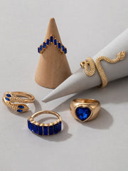 Conjuntos de anillos de imitación de esmeraldas y diamantes de serpiente