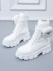 Botas de plataforma de combate con tacones de bloque gruesos