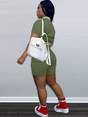 Two Piece Short Sleeve Color Block Baseball Tracksuit