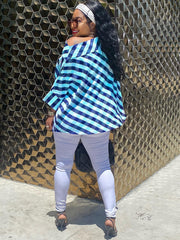 One Shoulder Plaid Print Bodycon Tops