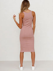 Vestidos midi ajustados con abertura y sin mangas