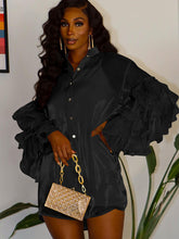 Camisas de malla con mangas largas y volantes de patchwork