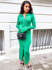 Vestidos maxi con camisa de manga larga acampanada