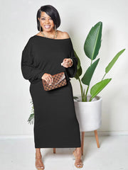 Vestidos maxi de camiseta lisa con hombros descubiertos