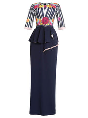 Long Sleeve Floral Print Maxi Dresses