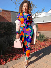 Geometric Long Sleeve Printed Bodycon Jumpsuit
