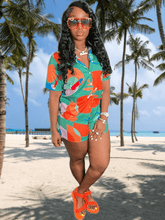 Zweiteilige Kurzarm-Print-Shirts und Shorts