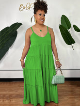 Spaghetti Straps Sleeveless Tiered Maxi Dress
