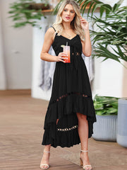 Fließende, asymmetrische Midikleider mit Spaghettiträgern