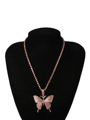 Collares europeos con colgante de mariposa y diamantes de imitación