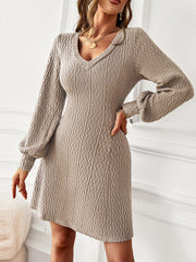 Minivestidos de punto jacquard de manga larga