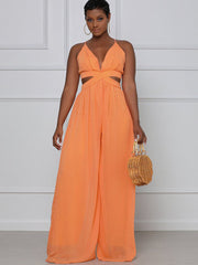 Halter Sleeveless Backless Loose Rompers