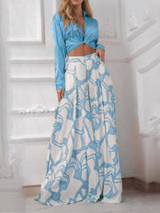 Two Piece Shirt Tops & Wide Leg Pants