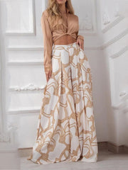 Two Piece Shirt Tops & Wide Leg Pants