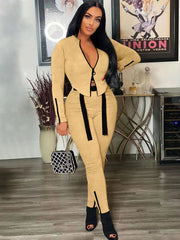 Two Piece Zipper Crop Tops & Pants