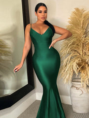 V Neck Spaghetti Strap Maxi Dresses