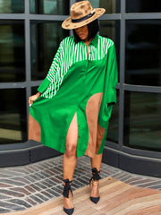 Vestidos camiseros a rayas con bloques de color y manga larga