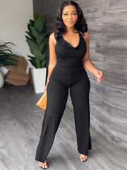 Halter Cowl Neck Wide Leg Flares Jumpsuits