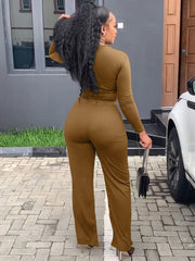 Two Piece Ruched Crop Top & Long Pants