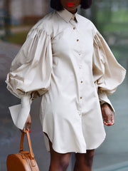 Langes Minikleid mit Laternenärmeln