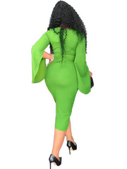 Long Slit Sleeve Bodycon Midi Dresses