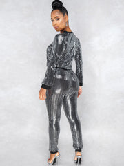 Two Piece Sequin Long Sleeve Pullover & Pants