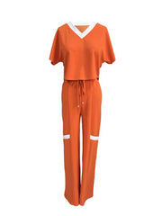 Two Piece Short Sleeve Tops & Drawstring Pants