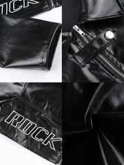 PU Langarm Buchstabendruck Kurze Jacken