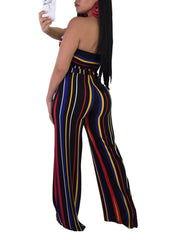 Zweiteiliges gestreiftes Tube-Top mit weitem Bein