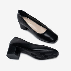 Zapatos de tacón grueso con punta cuadrada