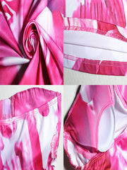 Print Bust Wrap Crop Top Split Skirt Set