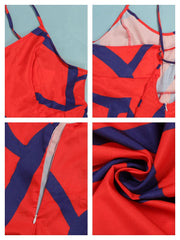 Mono con abertura y tirantes con estampado geométrico de talla grande