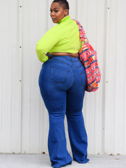 Denim-Schlaghose mit hoher Taille in Übergröße