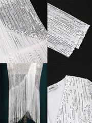 Vestidos midi de talla grande con borlas y manga larga con purpurina