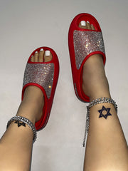 Sandalias de plataforma con brillantes y diamantes de imitación