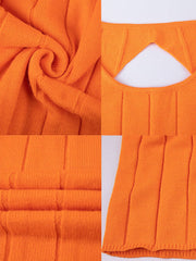 Vestidos midi de punto de manga larga con espalda descubierta