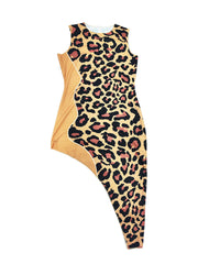 Vestidos midi asimétricos con estampado de leopardo sin mangas